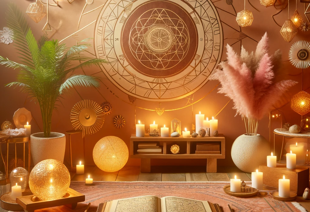 Peaceful consultation setting for Mystical Auras' Akashic Records Reading with ambient lighting and spiritual decor.